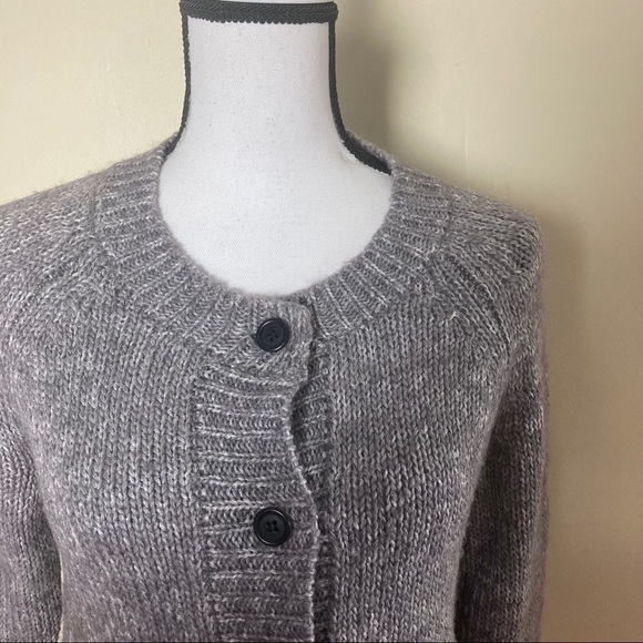 J.Crew Gray Silver Knitted Button Down Pockets Cardigan - Picture 4 of 8
